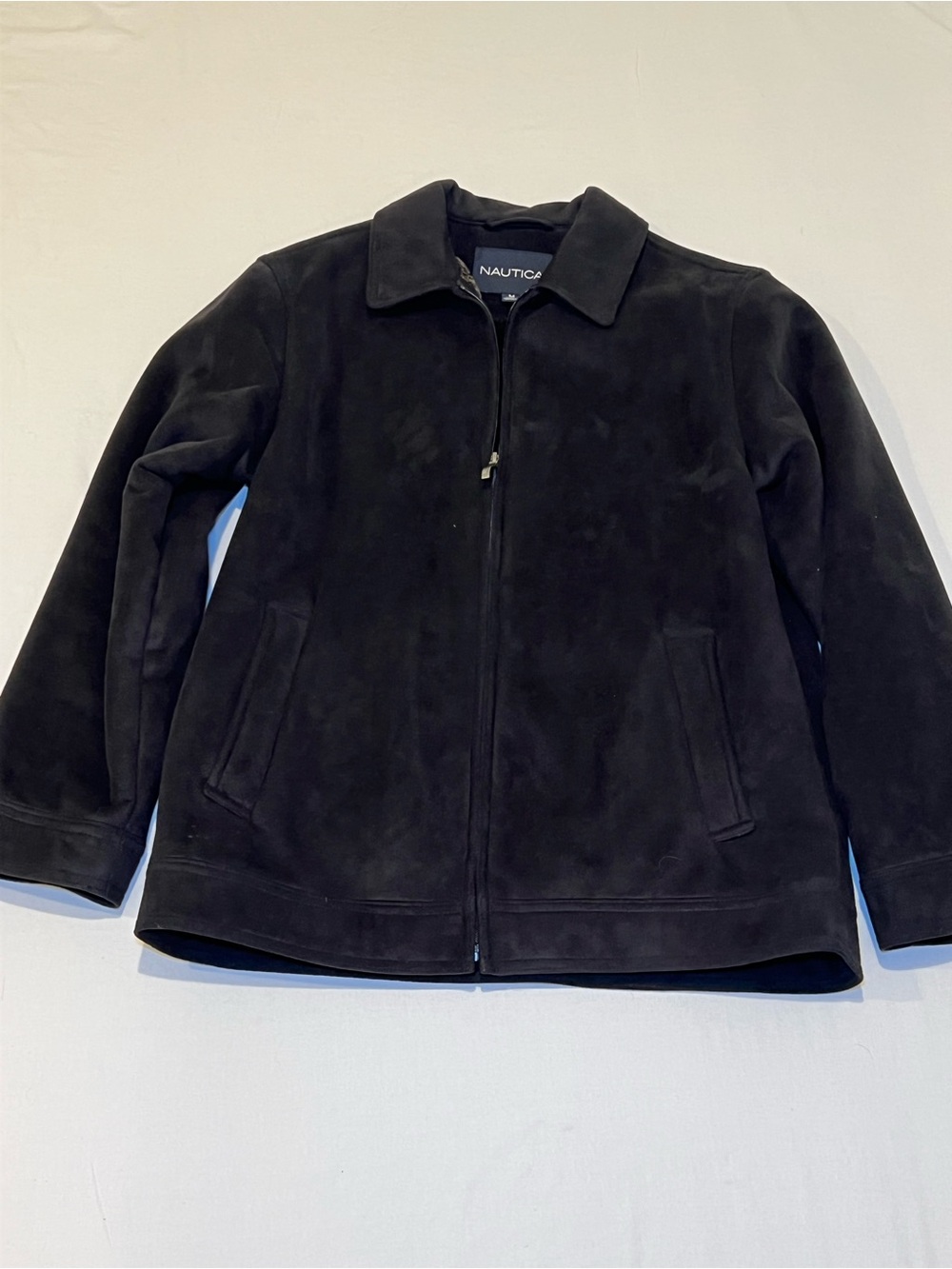 Nautica Men’s Medium Black Faux Suede Sherpa Lined Jacket